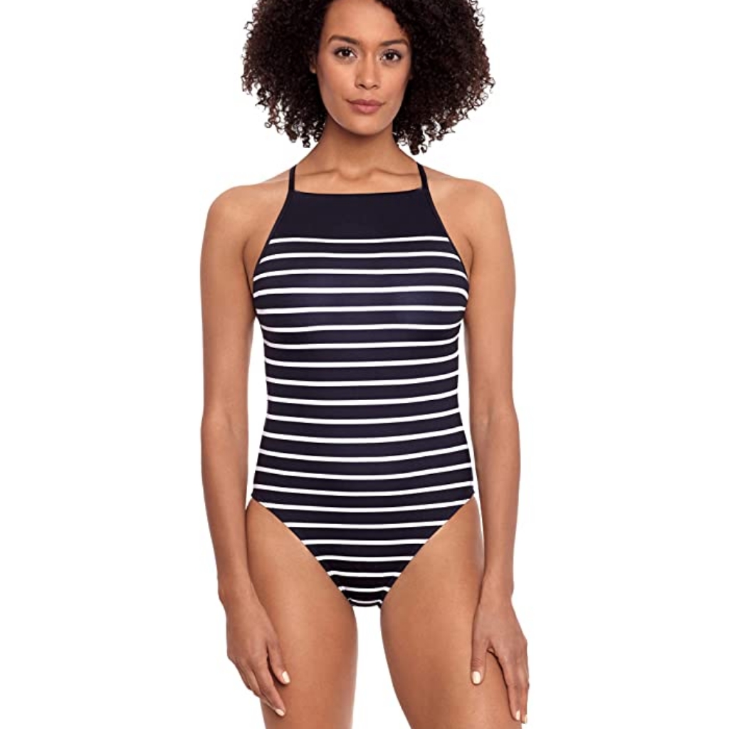 Ralph Lauren Striped High Neck Swimsuit-Women.